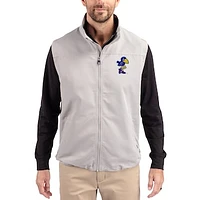 Men's Cutter & Buck Kansas Jayhawks Charter Eco Recycled Full-Zip Vest