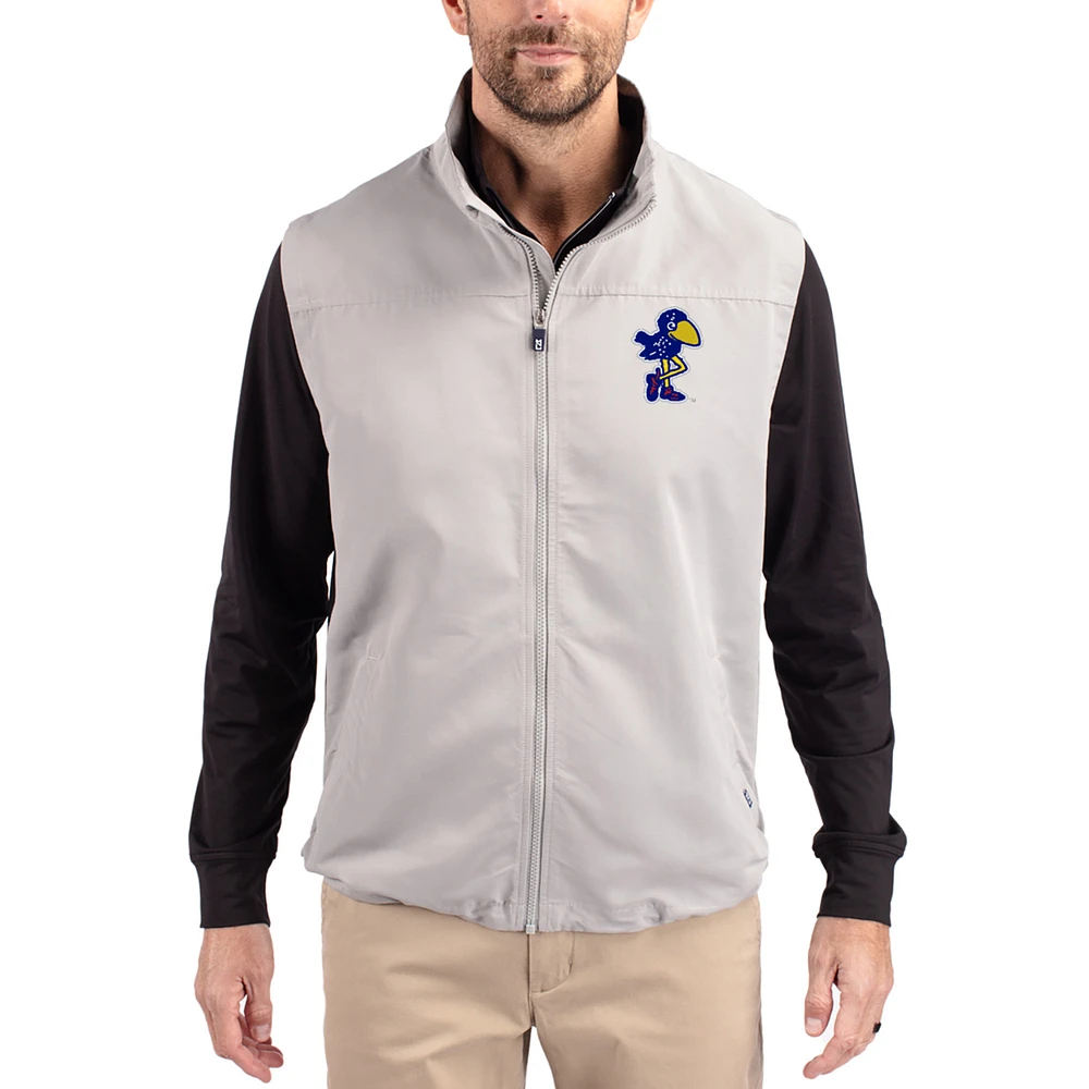 Men's Cutter & Buck Kansas Jayhawks Charter Eco Recycled Full-Zip Vest