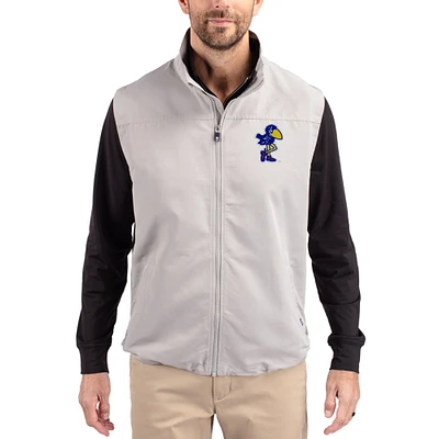 Men's Cutter & Buck Kansas Jayhawks Charter Eco Recycled Full-Zip Vest