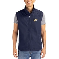 Men's Cutter & Buck Navy West Virginia Mountaineers Charter Eco Recycled Full-Zip Vest