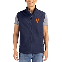 Men's Cutter & Buck Navy Virginia Cavaliers Charter Eco Recycled Full-Zip Vest