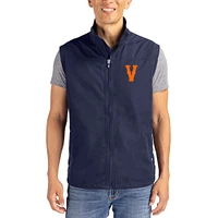 Men's Cutter & Buck Navy Virginia Cavaliers Charter Eco Recycled Full-Zip Vest