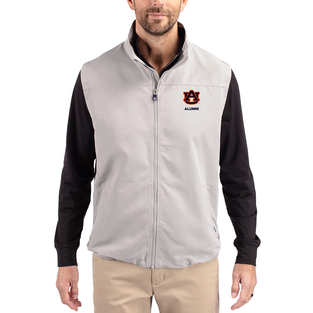 Men's Cutter & Buck Gray Auburn Tigers Charter Eco Recycled Full-Zip Vest