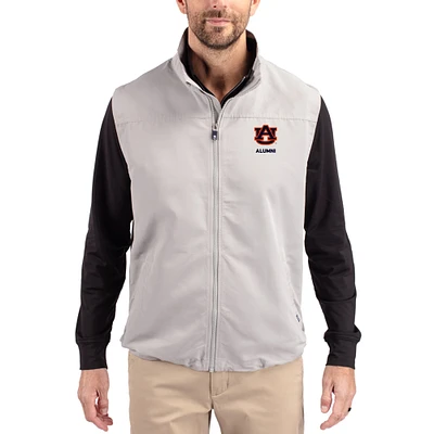 Men's Cutter & Buck Gray Auburn Tigers Charter Eco Recycled Full-Zip Vest