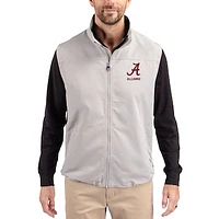 Men's Cutter & Buck Gray Alabama Crimson Tide Charter Eco Recycled Full-Zip Vest