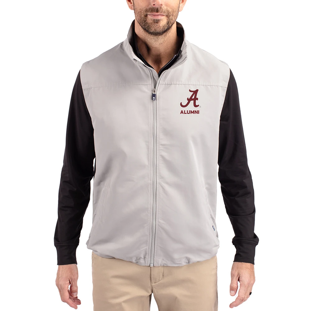 Men's Cutter & Buck Gray Alabama Crimson Tide Charter Eco Recycled Full-Zip Vest