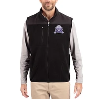Men's Cutter & Buck Black Northwestern Wildcats Cascade Eco Fleece Full-Zip Vest
