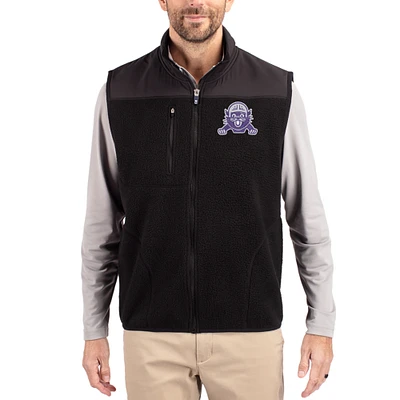 Men's Cutter & Buck Black Northwestern Wildcats Cascade Eco Fleece Full-Zip Vest