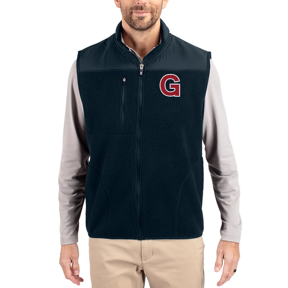 Men's Cutter & Buck Navy Gonzaga Bulldogs Cascade Eco Fleece Full-Zip Vest