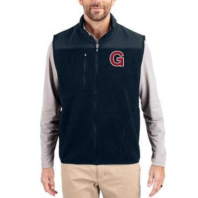 Men's Cutter & Buck Navy Gonzaga Bulldogs Cascade Eco Fleece Full-Zip Vest