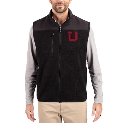 Men's Cutter & Buck Black Utah Utes Cascade Eco Fleece Full-Zip Vest