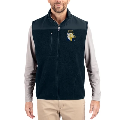 Men's Cutter & Buck Navy FIU Panthers Cascade Eco Fleece Full-Zip Vest