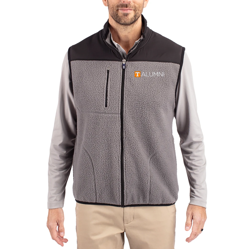 Men's Cutter & Buck Gray Tennessee Volunteers Cascade Eco Fleece Full-Zip Vest