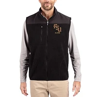 Men's Cutter & Buck Black Florida State Seminoles Cascade Eco Fleece Full-Zip Vest
