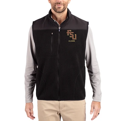 Men's Cutter & Buck Black Florida State Seminoles Cascade Eco Fleece Full-Zip Vest