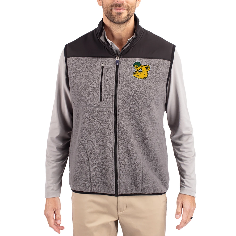 Men's Cutter & Buck Gray Baylor Bears Cascade Eco Fleece Full-Zip Vest