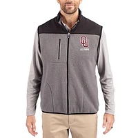 Men's Cutter & Buck Gray Oklahoma Sooners Cascade Eco Fleece Full-Zip Vest