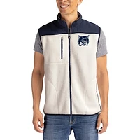 Men's Cutter & Buck Oatmeal New Hampshire Wildcats Cascade Eco Fleece Full-Zip Vest