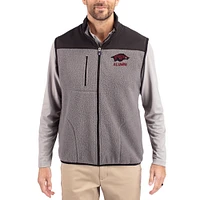 Men's Cutter & Buck Gray Arkansas Razorbacks Cascade Eco Fleece Full-Zip Vest