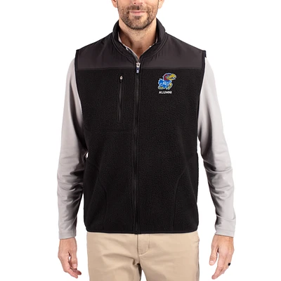 Men's Cutter & Buck Black Kansas Jayhawks Cascade Eco Fleece Full-Zip Vest