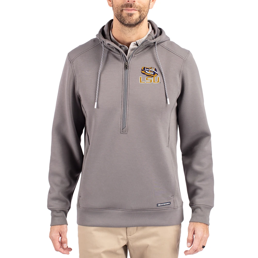 Men's Cutter & Buck LSU Tigers Roam Eco Recycled Half-Zip Pullover Hoodie
