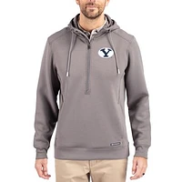 Men's Cutter & Buck  Gray BYU Cougars Roam Eco Recycled Half-Zip Pullover Hoodie