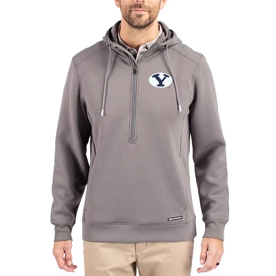 Men's Cutter & Buck  Gray BYU Cougars Roam Eco Recycled Half-Zip Pullover Hoodie