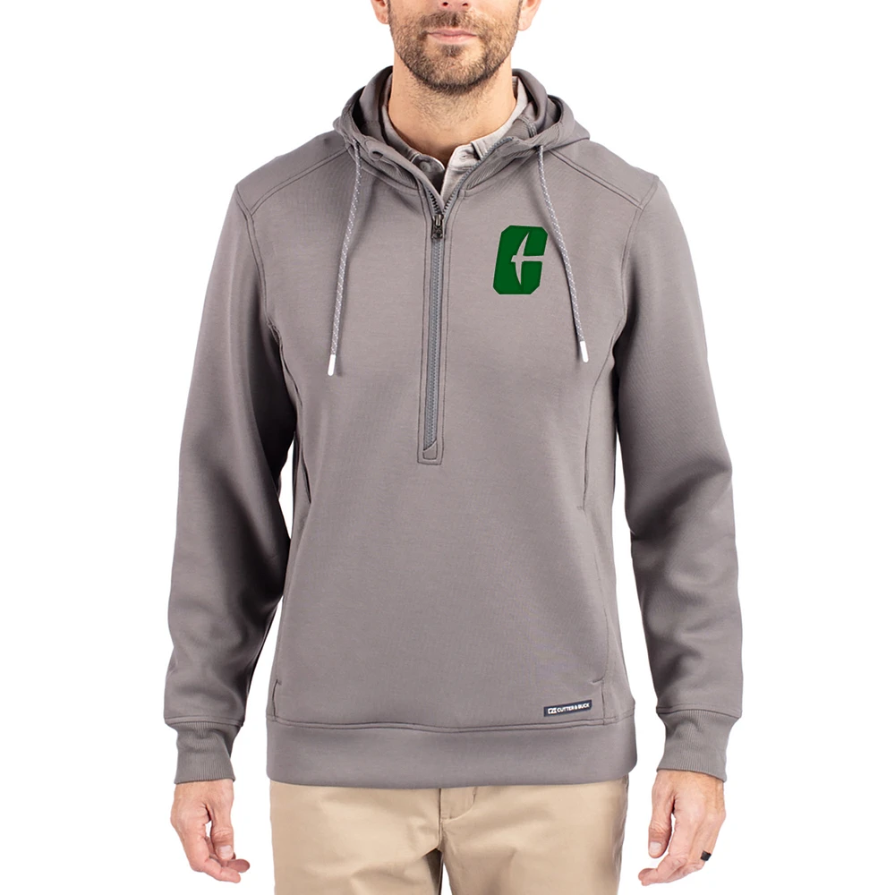Men's Cutter & Buck Gray Charlotte 49ers Roam Eco Recycled Half-Zip Pullover Hoodie