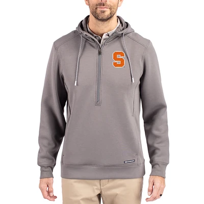 Men's Cutter & Buck  Gray Syracuse Orange Roam Eco Recycled Half-Zip Pullover Hoodie
