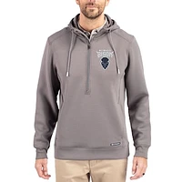 Men's Cutter & Buck  Gray Howard Bison Roam Eco Recycled Half-Zip Pullover Hoodie