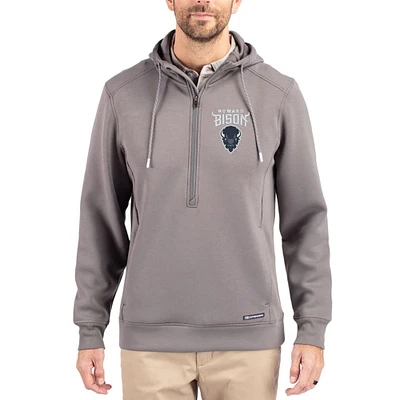 Men's Cutter & Buck  Gray Howard Bison Roam Eco Recycled Half-Zip Pullover Hoodie
