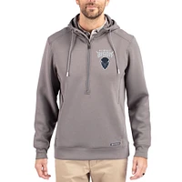 Men's Cutter & Buck  Gray Howard Bison Roam Eco Recycled Half-Zip Pullover Hoodie