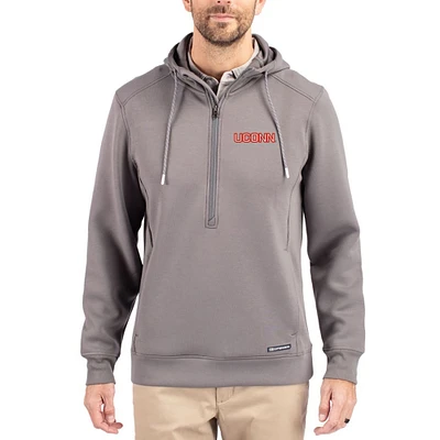 Men's Cutter & Buck  Gray UConn Huskies Roam Eco Recycled Half-Zip Pullover Hoodie