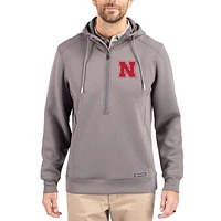 Men's Cutter & Buck  Gray Nebraska Huskers Roam Eco Recycled Half-Zip Pullover Hoodie