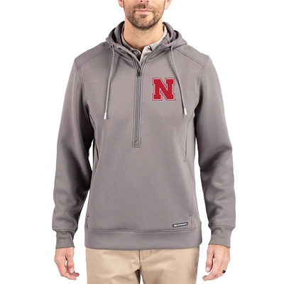 Men's Cutter & Buck  Gray Nebraska Huskers Roam Eco Recycled Half-Zip Pullover Hoodie
