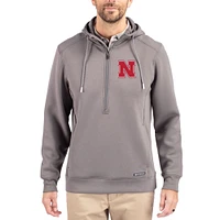 Men's Cutter & Buck  Gray Nebraska Huskers Roam Eco Recycled Half-Zip Pullover Hoodie