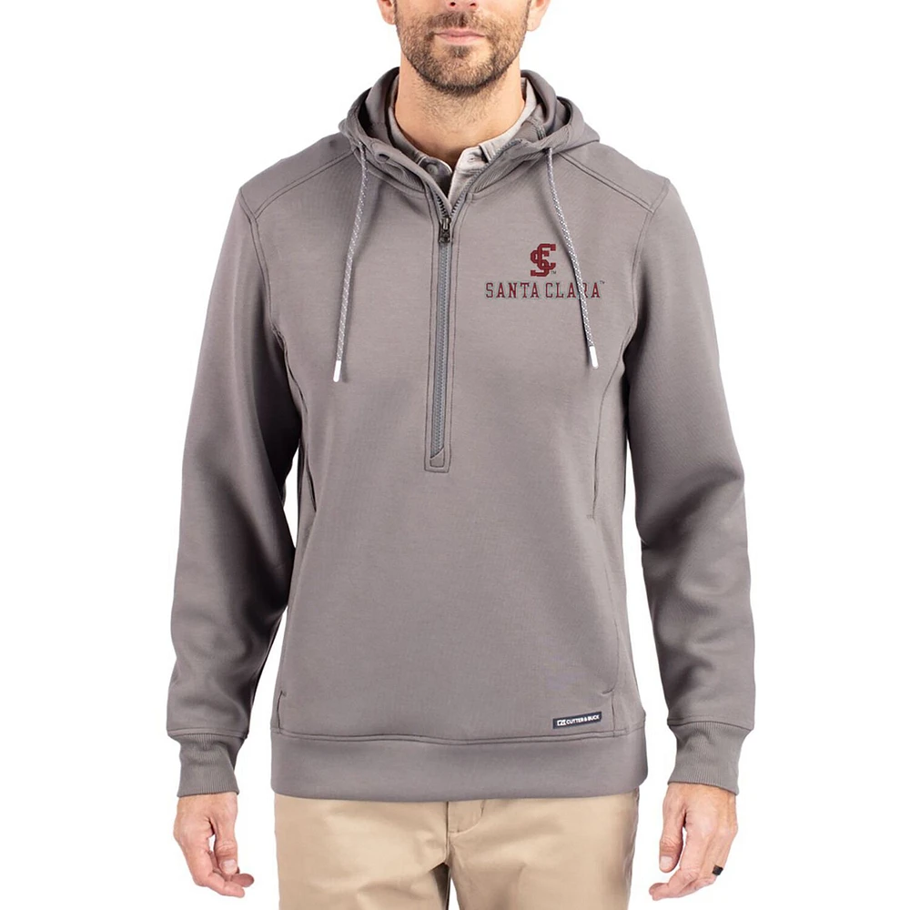 Men's Cutter & Buck Gray Santa Clara Broncos Roam Eco Recycled Half-Zip Pullover Hoodie