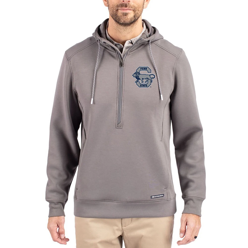 Men's Cutter & Buck Gray Penn State Nittany Lions Roam Eco Recycled Half-Zip Pullover Hoodie