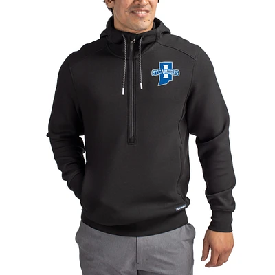 Men's Cutter & Buck  Black Indiana State Sycamores Roam Eco Recycled Half-Zip Pullover Hoodie