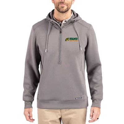 Men's Cutter & Buck  Gray Florida A&M Rattlers Roam Eco Recycled Half-Zip Pullover Hoodie