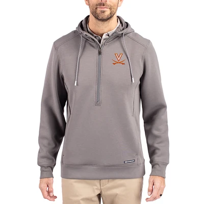 Men's Cutter & Buck  Gray Virginia Cavaliers Roam Eco Recycled Half-Zip Pullover Hoodie