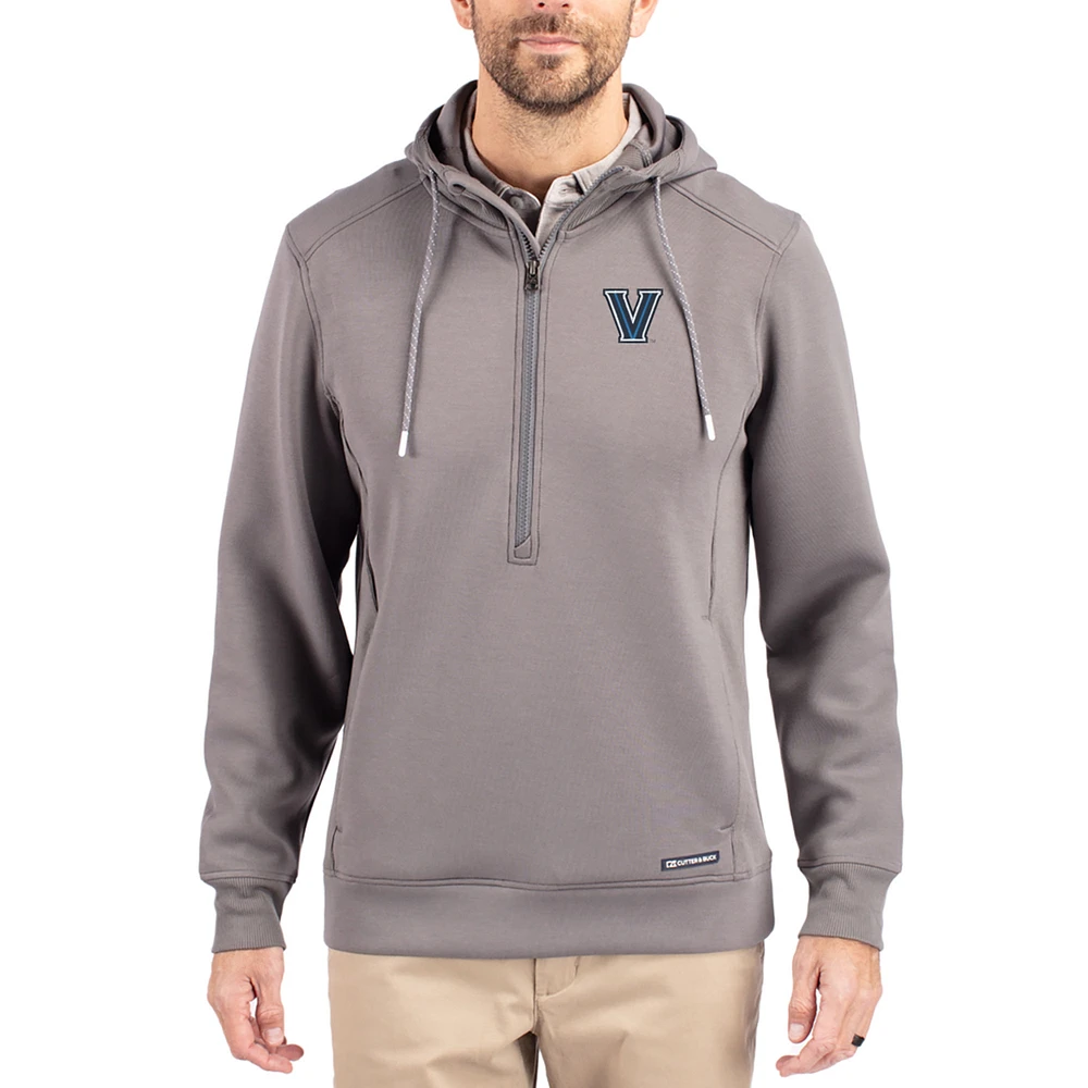 Men's Cutter & Buck Gray Villanova Wildcats Roam Eco Recycled Half-Zip Pullover Hoodie