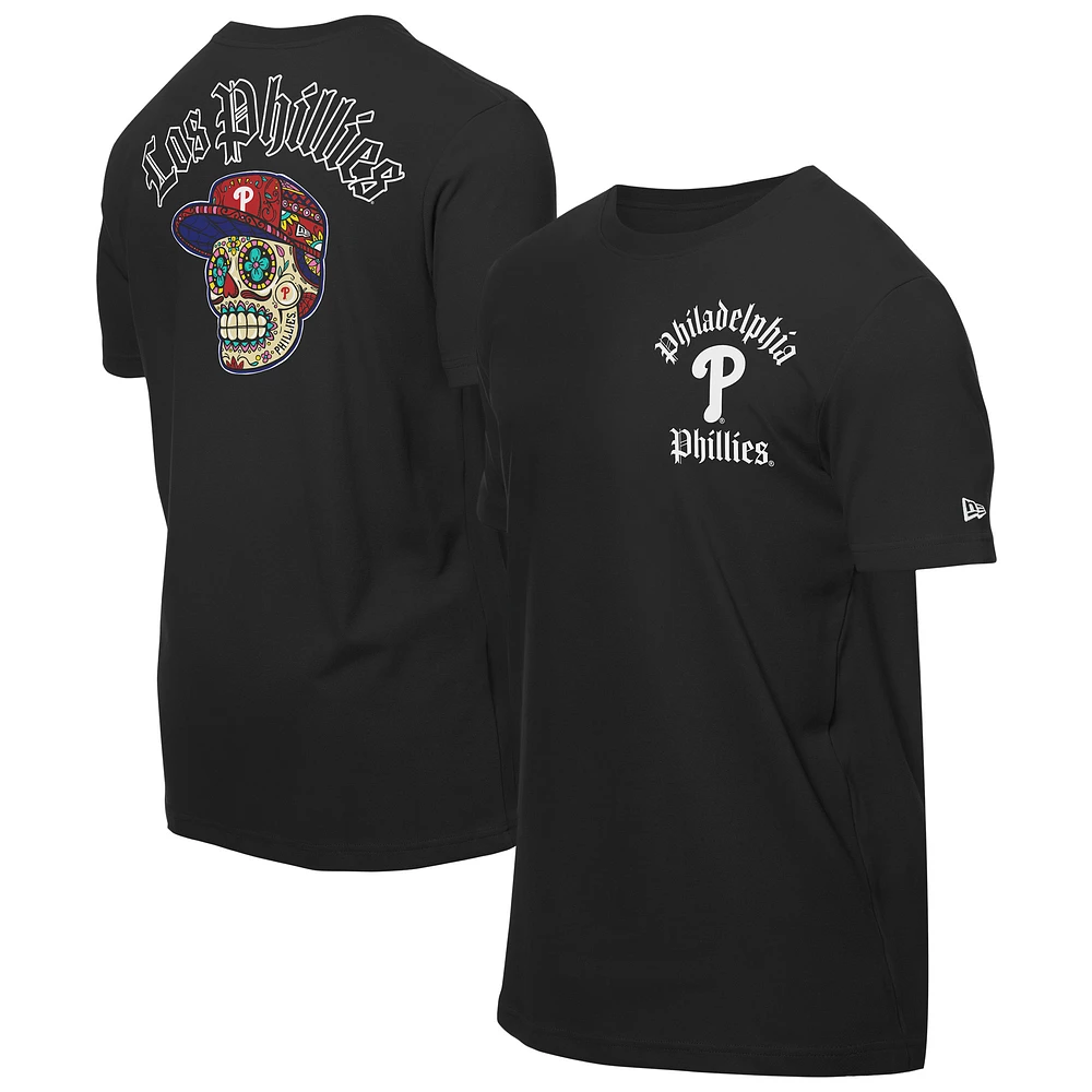 Men's New Era Black Philadelphia Phillies Sugar Skulls T-Shirt