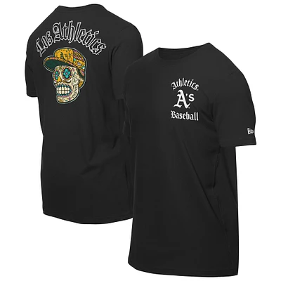 Men's New Era Black Athletics Sugar Skulls T-Shirt