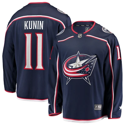 Men's Fanatics Luke Kunin Navy Columbus Blue Jackets Home Breakaway Jersey