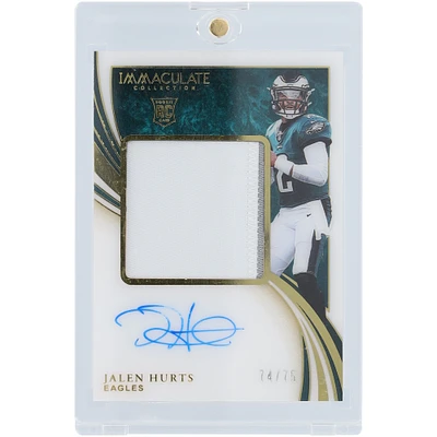 Jalen Hurts Philadelphia Eagles Autographed 2020 Panini Immaculate Collection Premium Patch Rookie Autograph Relic #PPR-JHU #74/75 Rookie Card