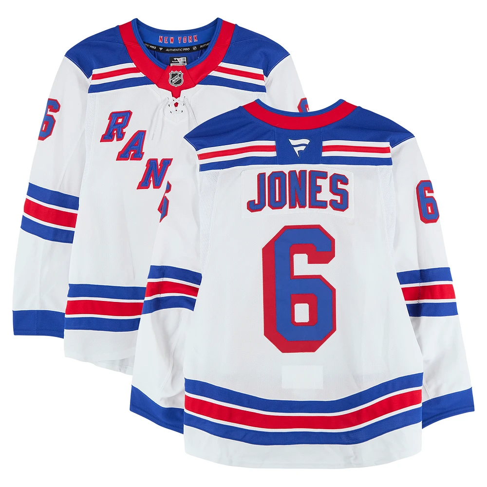 Zac Jones New York Rangers Game-Used #6 White Set 3 Jersey from the 2024-25 NHL Season