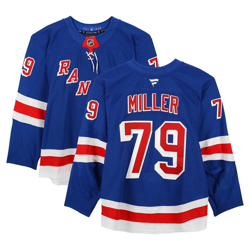 K'Andre Miller New York Rangers Game-Used #79 Blue Set 3 Jersey from the 2024-25 NHL Season