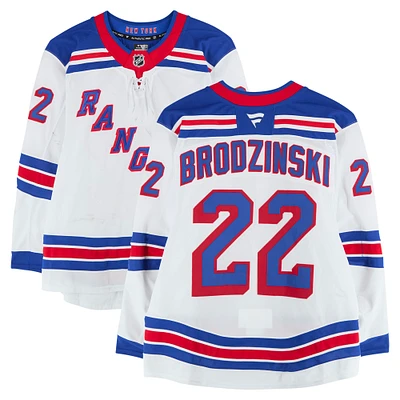 Jonny Brodzinski New York Rangers Game-Used #22 White Set 3 Jersey from the 2024-25 NHL Season