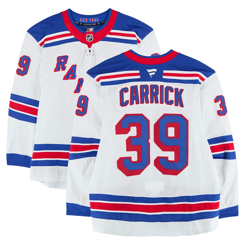 Sam Carrick New York Rangers Game-Used #39 White Set 3 Jersey from the 2024-25 NHL Season